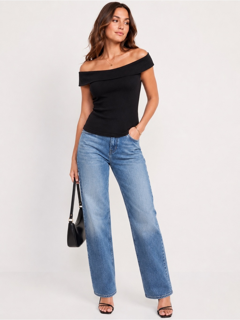 Old Navy Black Ribbed Off Shoulder Knit Top Women’s XL Stretch Casual Basic - Picture 1 of 4